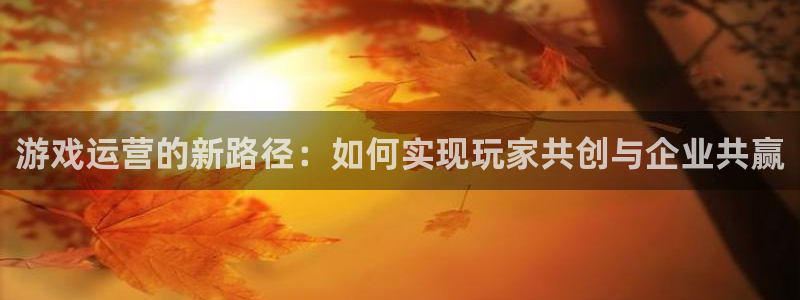 蓝冠娱乐网页登录入口下载：游戏运营的新路径：如何实现玩家共创